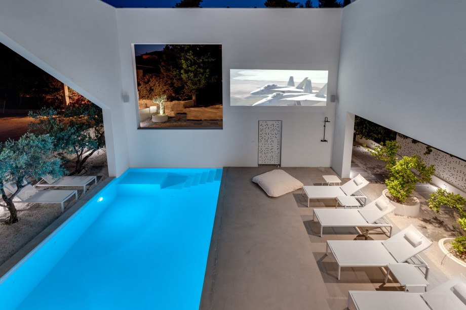 There is a spacious and stylish living room 25sqm with comfortable sofa, flat-screen TV, Surround-sound system