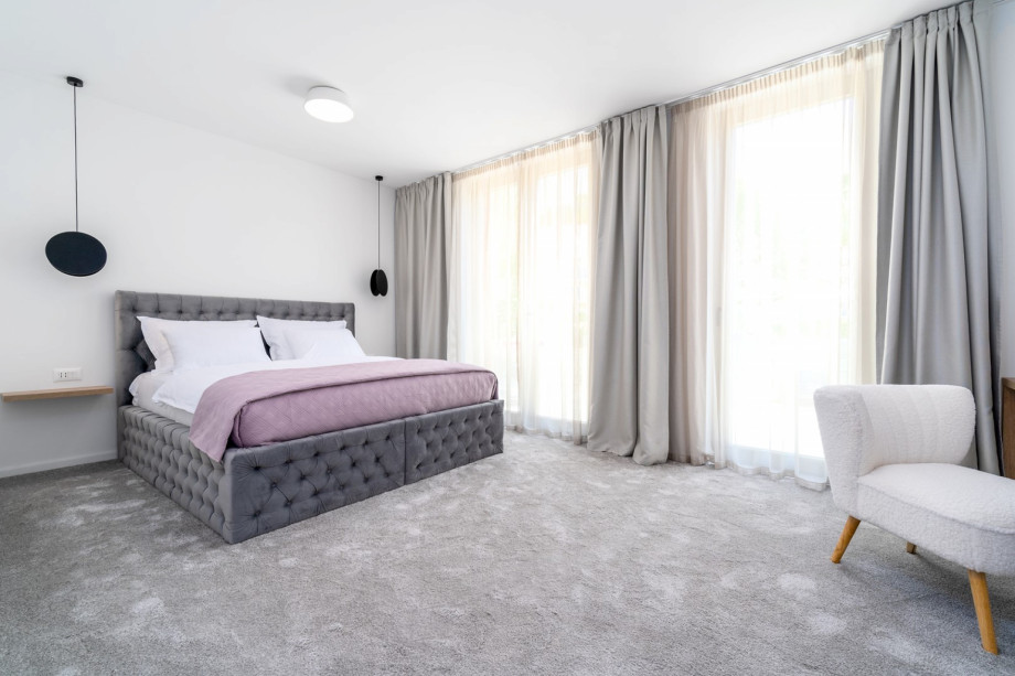 Bedroom No3 (North, 24sqm) offering mountain views, with a King size bed 200cm x 200cm, a TV