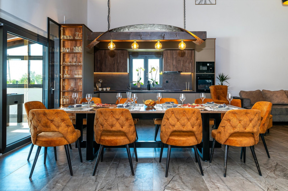 Stylish dining area for 8 people