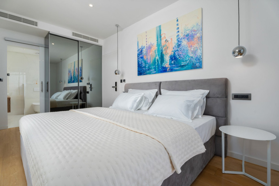 Bedroom No1 has direct approach toward the outdoors and the pool area (an additional bed 80cm x 200cm can be added in this bedroom by a request).