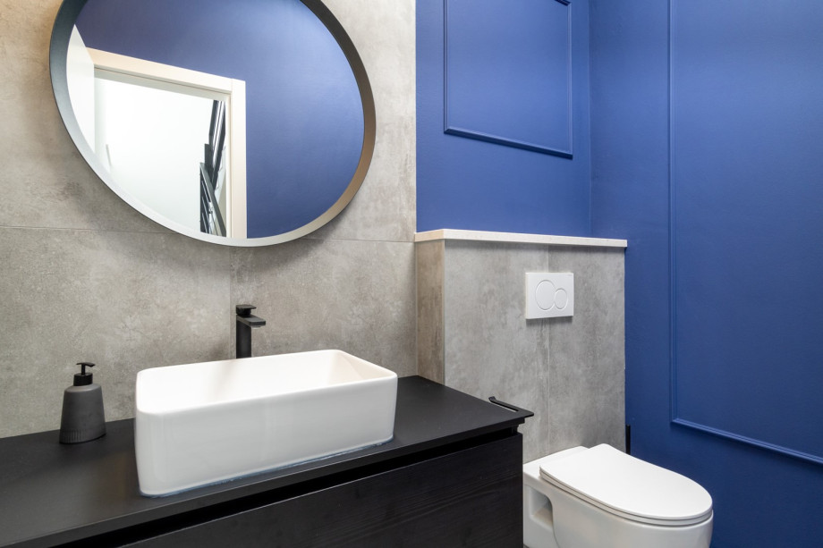A separate WC with a toilet and a sink